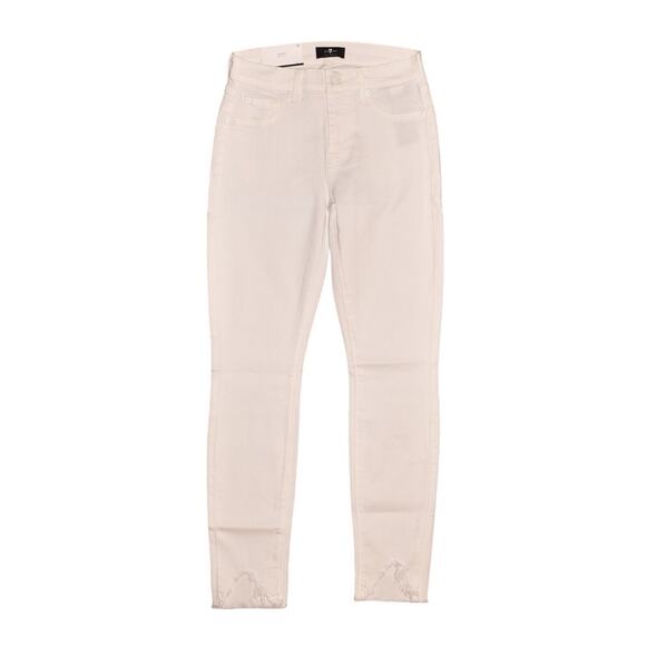 7 FOR ALL MANKIND NEW $185 Ankle Skinny Jean w/ Wave Hem Clean White Size 24 - Picture 2 of 5